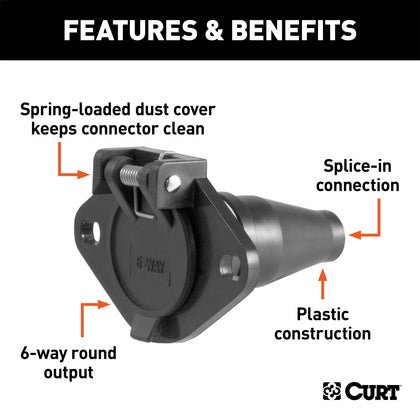 CURT 58130 6-Way Round Connector Socket