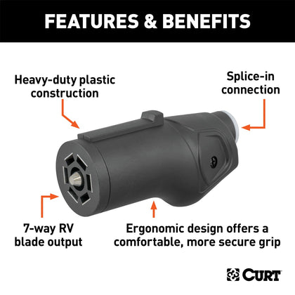 CURT 58145 Heavy-Duty 7-Way RV Blade Connector Plug