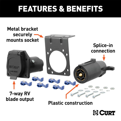 CURT 58152 7-Way RV Blade Connector Plug and Socket Kit