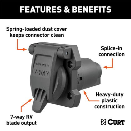 CURT 58155 Heavy-Duty 7-Way RV Blade Connector Socket