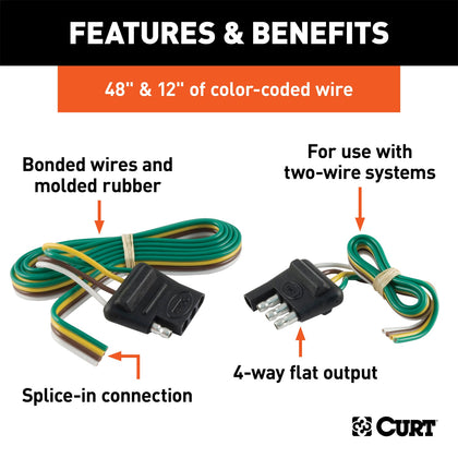 CURT 58355 4-Way Flat Connector Plug and Socket