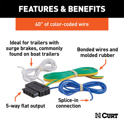 CURT 58530 5-Way Flat Connector Socket
