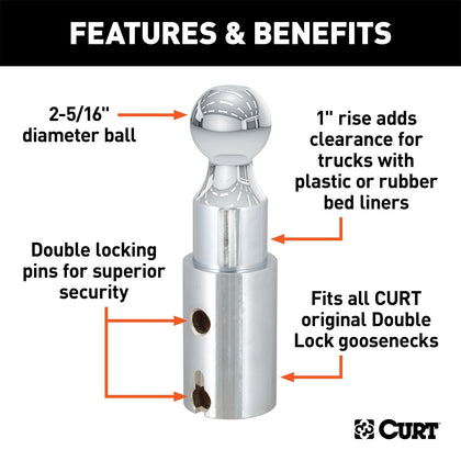 CURT 60603 Double Lock Gooseneck Riser Ball