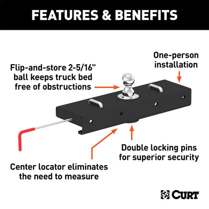 CURT 60611 Under-Bed Double Lock Gooseneck Hitch