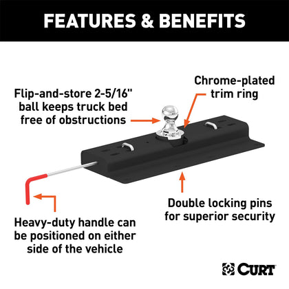 CURT 60615 Under-Bed Double Lock Gooseneck Hitch