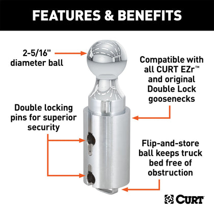 CURT 60616 Double Lock Gooseneck Ball