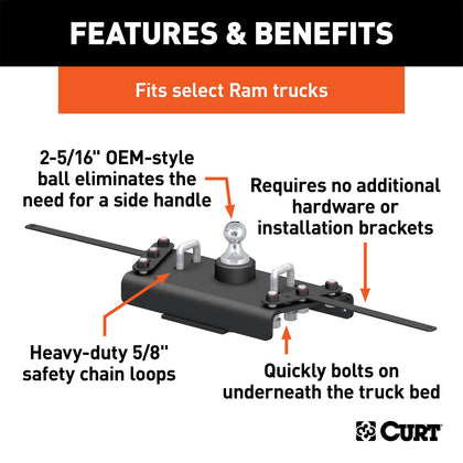 CURT 60626 Gooseneck Hitch Fits 13-18 3500