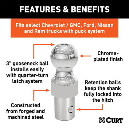 CURT 60628 Double Lock Gooseneck Ball