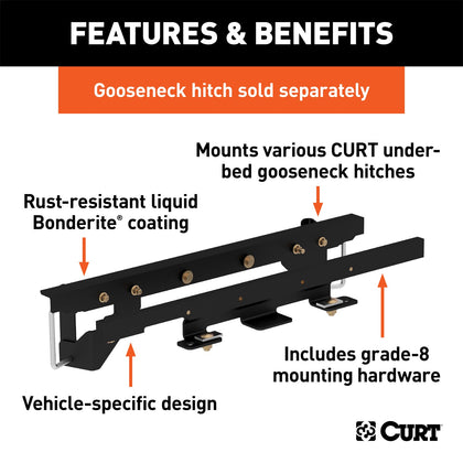CURT 60658 Under-Bed Double Lock Gooseneck Install Kit Fits 13-16 1500