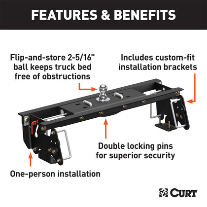 CURT 60682 Double Lock EZr Gooseneck Hitch Kit Fits 2500 3500 Ram 2500 Ram 3500