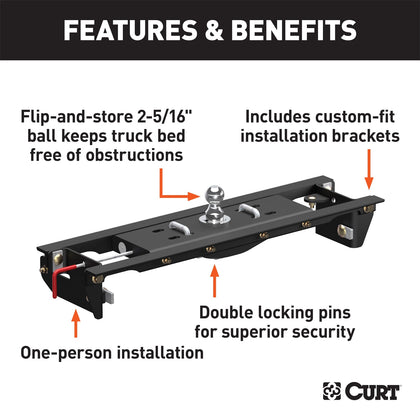 CURT 60683 Double Lock EZr Gooseneck Hitch Kit