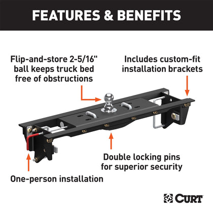 CURT 60685 Double Lock EZr Gooseneck Hitch Kit