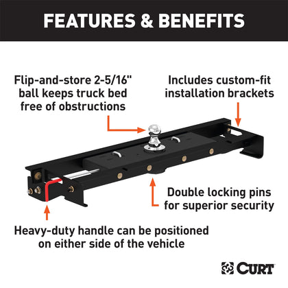 CURT 60721 Double-Lock Gooseneck Hitch/Install Kit Fits 04-14 F-150