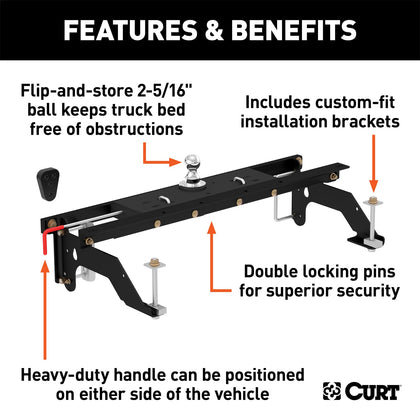 CURT 60733 Double Lock Gooseneck Hitch Fits 02-08 Ram 1500
