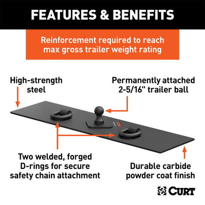 CURT 65500 Gooseneck Hitch Flat Hitch Plate
