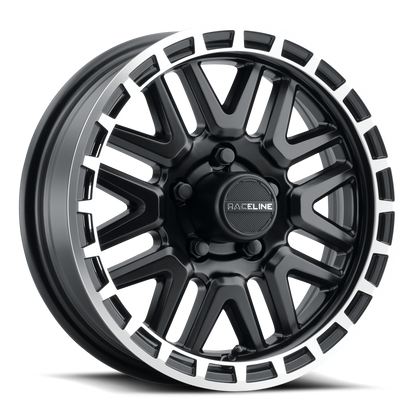 Raceline Wheels 953BM Krank Trailer Black Machined Lip 14X6 5X4.5