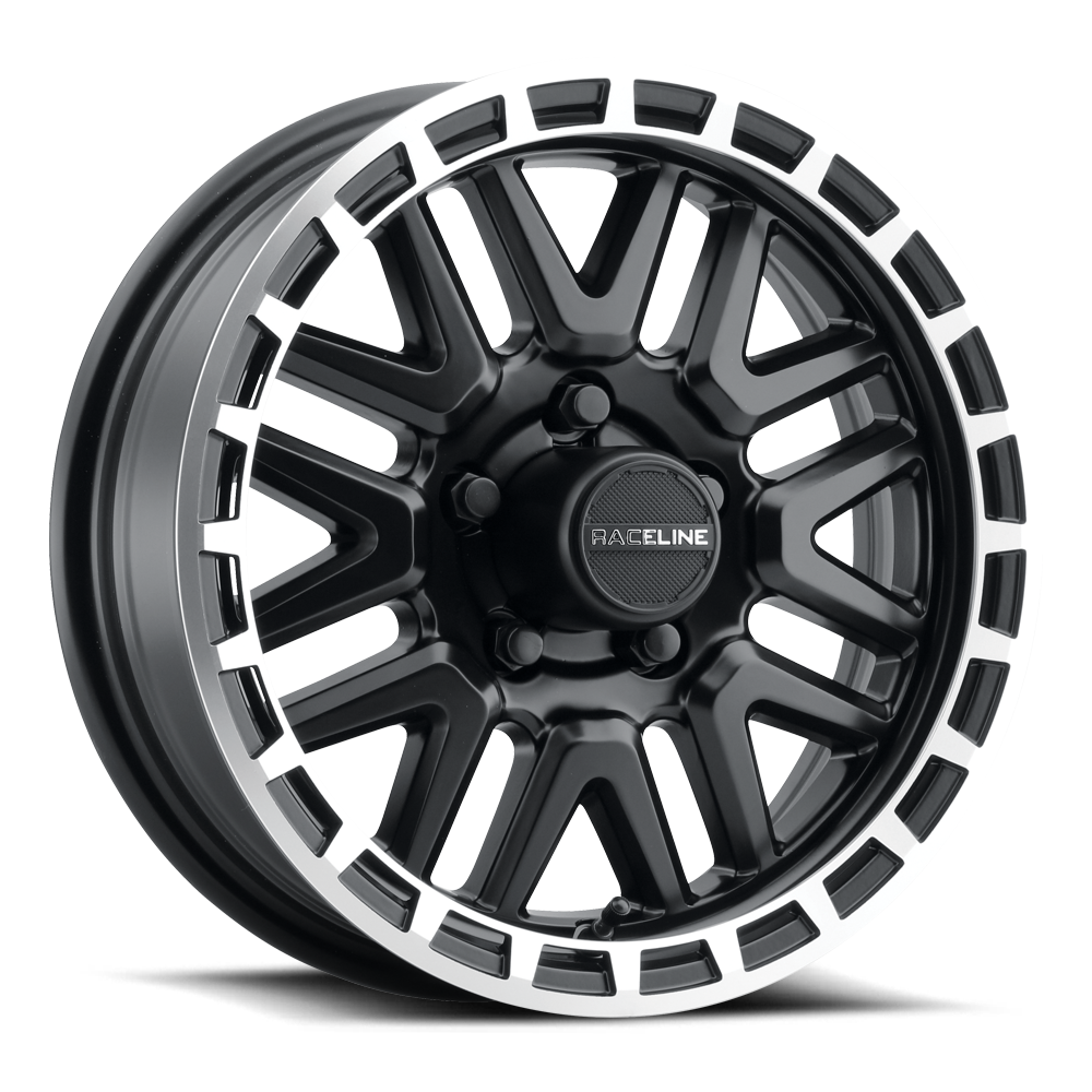 Raceline Wheels 953BM Krank Trailer Black Machined Lip 13X4.5 5X4.5