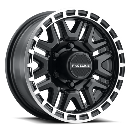Raceline Wheels 953BM Krank Trailer Black Machined Lip 15X5 5X4.5
