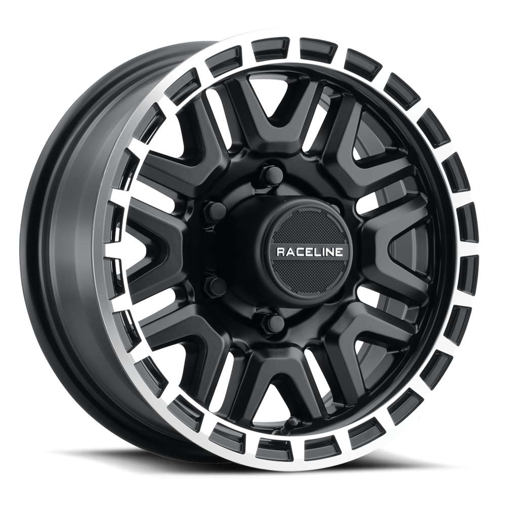 Raceline Wheels 953BM Krank Trailer Black Machined Lip 15X6 6X5.5