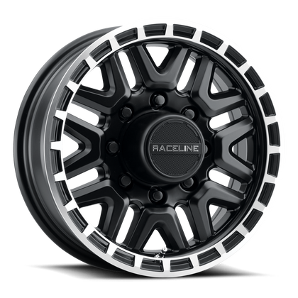 Raceline Wheels 953BM Krank Trailer Black Machined Lip 16X6 8X6.5