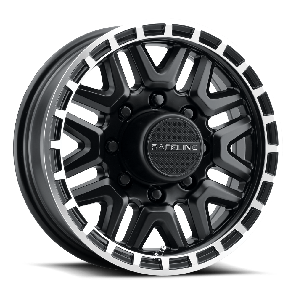 Raceline Wheels 953BM Krank Trailer Black Machined Lip 16X6 6X5.5