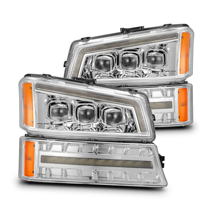 AlphaRex (NOVA-Series) 2003-2006 Chevrolet Silverado Projector Headlights with LED Bumper Lights - Chrome