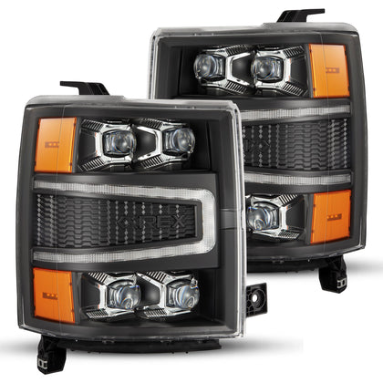 AlphaRex NOVA For 14-15 Chevy Silverado 1500 LED Projector Headlights Black