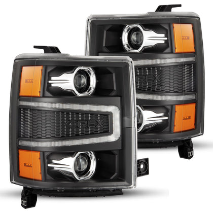 AlphaRex LUXX For 14-15 Chevy Silverado 1500 LED Projector Headlights Black