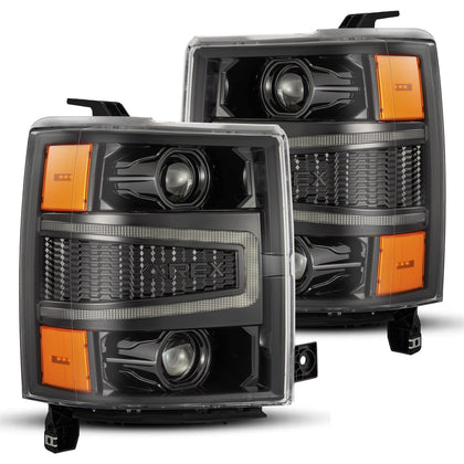 LUXX For 14-15 Chevy Silverado 1500 LED Projector Headlights Alpha-Black
