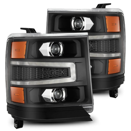 AlphaRex LUXX For 16-18 Chevy Silverado 1500 LED Projector Headlights Black