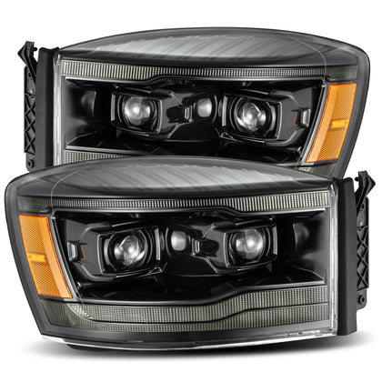 For 06-08 Ram 1500 2500 LED Projector Headlights Jet Black w/ Sequential Signal