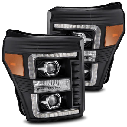 AlphaRex LUXX For 2011-2016 Ford F250 LED Projector Headlights Black