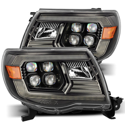 For 05-11 Toyota Tacoma Osram LED Projector Headlights Alpha Black w/ DRL