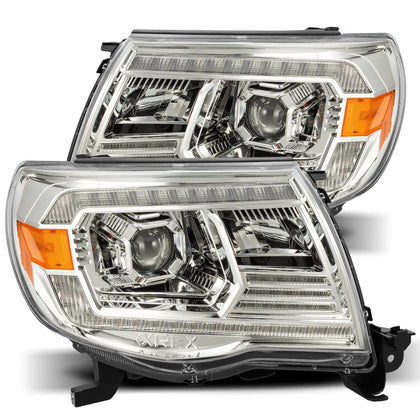For 05-11 Toyota Tacoma AlphaRex Pro Series Projector Headlights Chrome w/ DRL