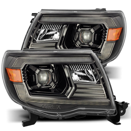 For 05-11 Toyota Tacoma AlphaRex LED Projector Headlights Alpha Black w/ DRL