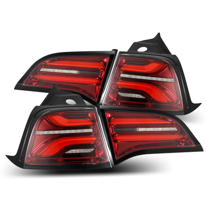 For 17-22 Tesla Model 3 20-22 Model Y PRO LED Tail Lights Red Housing Smoke Lens