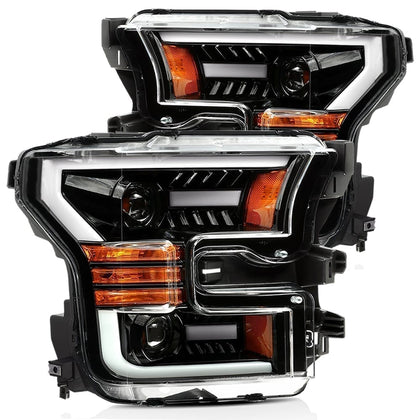 2015-2017 Ford F-150 / 2017-2020 Ford F-150 Raptor LUXX-Series LED Projector Headlights Jet Black