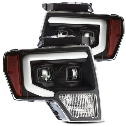 Projector Headlights Lamps LUXX For 2009-2014 Ford F-150 Black Housing Clear Lens
