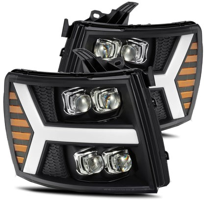LED Black Housing AlphaRex Nova Projector Headlights For 07-13 Chevy Silverado