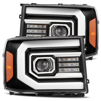 Projector Headlights AlphaRex Pro For 07-14 GMC Sierra Black Housing Clear Lens