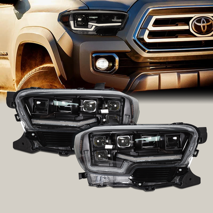 LED Projector Headlights Lamps Renegade For 16-21 Toyota Tacoma - Matte Black