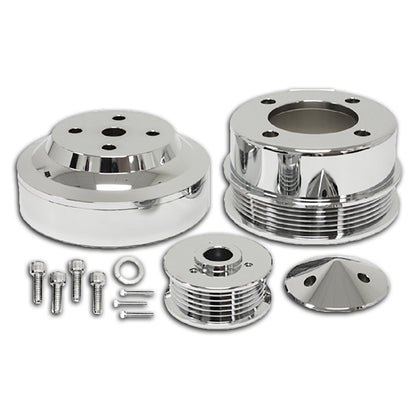 Underdrive Serpentine Pulley Set Chrome Aluminum For 79-93 Ford Mustang 5.0L