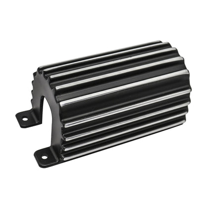 Round Canister Ignition Coil Cover Black Aluminum With Polished Finish Fins