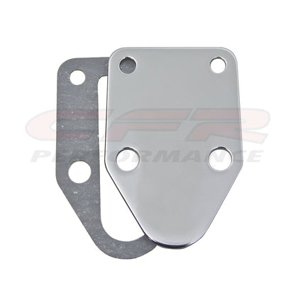 Steel for chevy Sb Fuel Pump Block Off Plate - Chrome