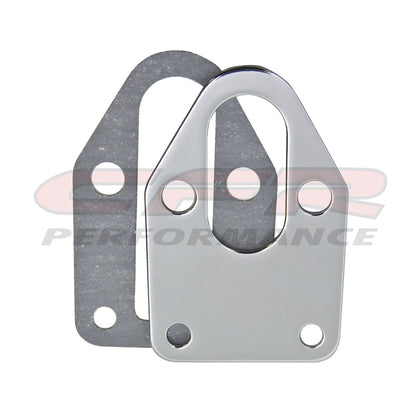 STEEL For Chevy SB FUEL PUMP MOUNTING PLATE - CHROME