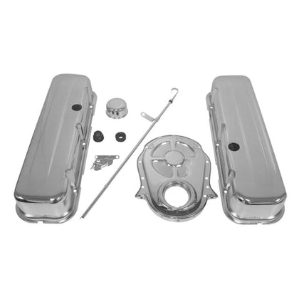 FOR 1965-1990 CHEVY BIG BLOCK CHROME STEEL TALL ENGINE DRESS UP KIT SMOOTH