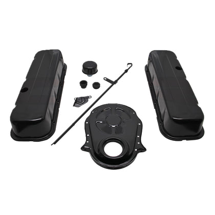 FOR 1965-90 CHEVY BIG BLOCK BLACK STEEL TALL ENGINE DRESS UP KIT SMOOTH