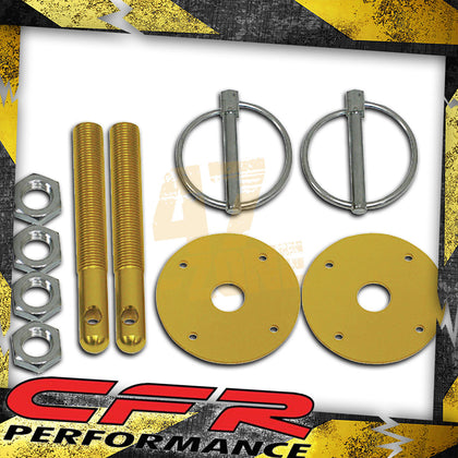 GOLD Aluminum Anodized Hood Pin Kit Flip Over for chevy Ford Chrysler Hot Rod