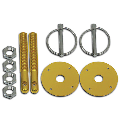 For Chevy Ford Aluminum Hood Pin Kit Flip-Over Style - Gold