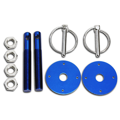 For CHEVY Ford ALUMINUM HOOD PIN KIT FLIP-OVER STYLE - BLUE